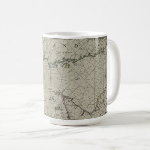 Mug Carte antique de la Manche, 1666 (gravure de