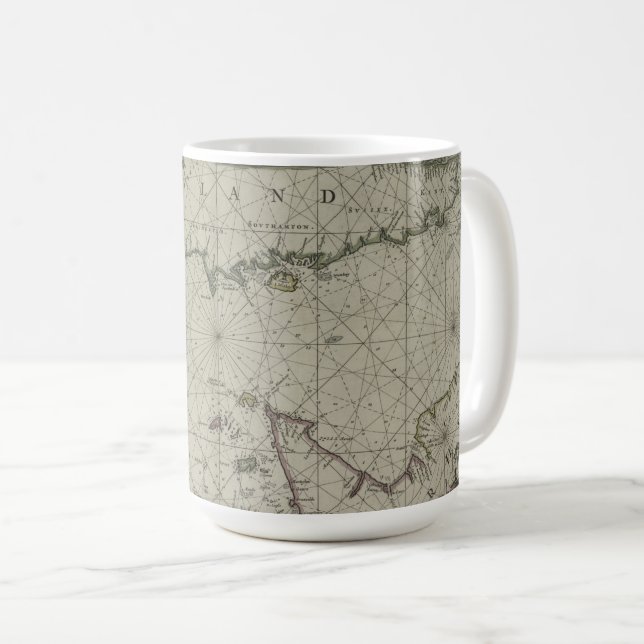 Mug Carte antique de la Manche, 1666 (gravure de (Devant droit)