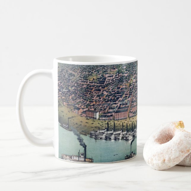 Mug Carte antique Saint Louis Missouri Mississippi (Avec donut)