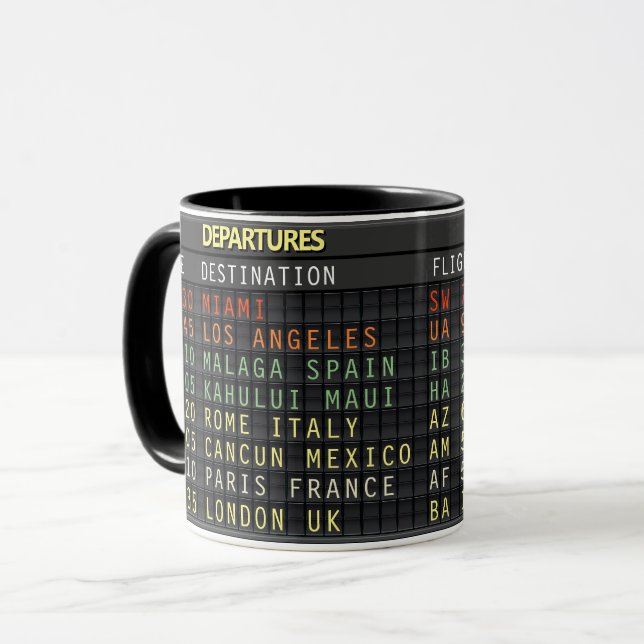 Mug Carte d'aéroport (tous les textes personnalisables (Devant gauche)
