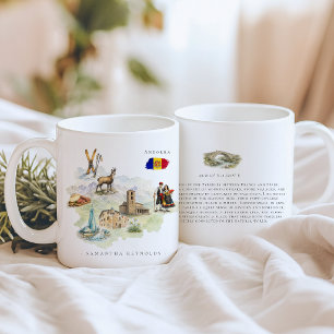 Mug Carte d'Andorre illustrée à l'aquarelle Monogram