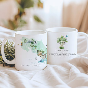 Mug Carte d'aquarelle illustrée Costa Rica   Monogramm