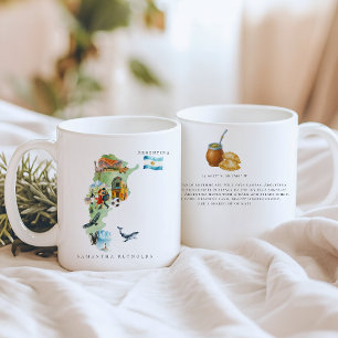 Mug Carte d'Argentine illustrée à l'aquarelle Monogr