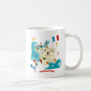 Mug Carte de bande dessinée de la France