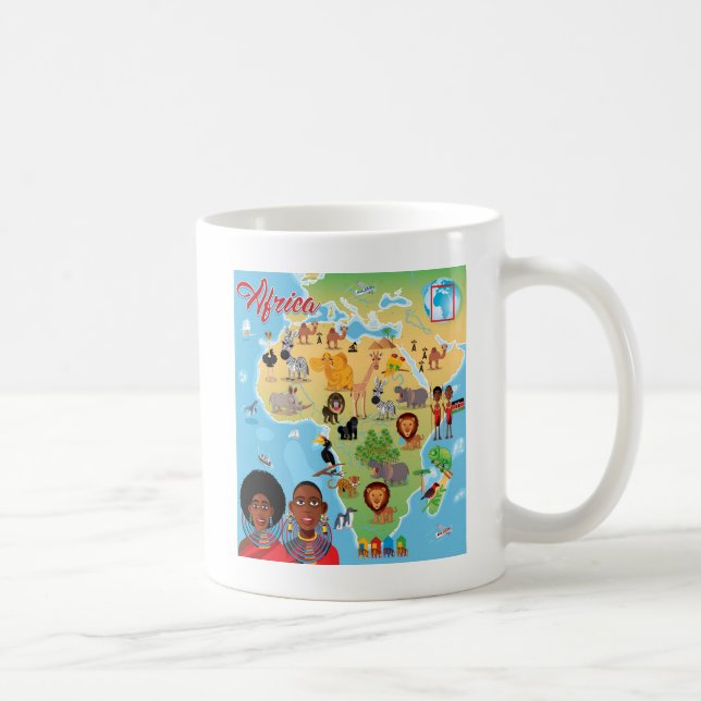 Mug Carte de bande dessinée de l'Afrique (Droite)