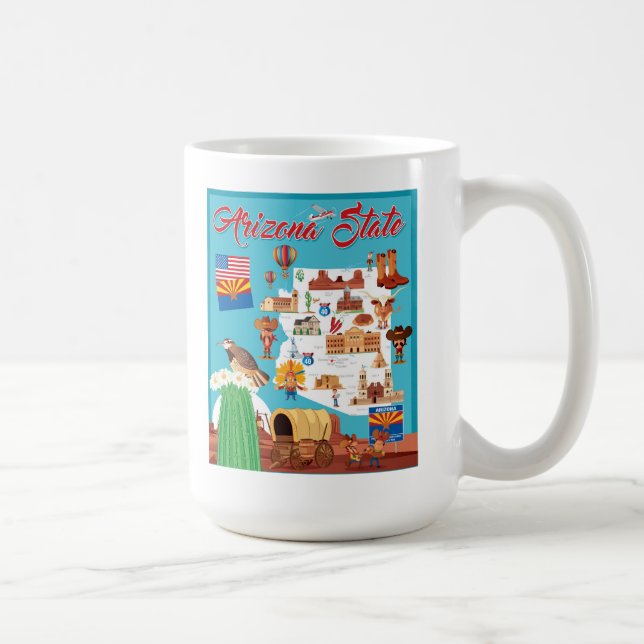 Mug Carte de bande dessinée de l'Arizona (Droite)