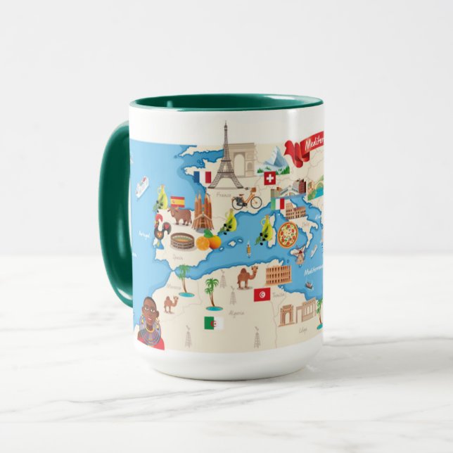 Mug Carte de bande dessinée du méditerranéen (Devant gauche)