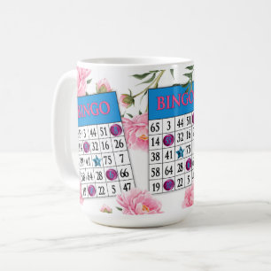 Mug Carte de Bingo avec Fleurs Roses Dainty