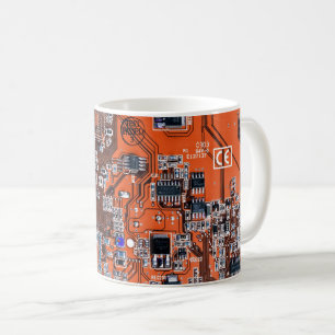 Mug Carte de circuit Geek d'ordinateur Orange