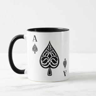 Mug Carte de jeu Ace of Spades Black and White