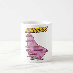 Mug Carte de la Barbade illustrée dans le style Pop Ar