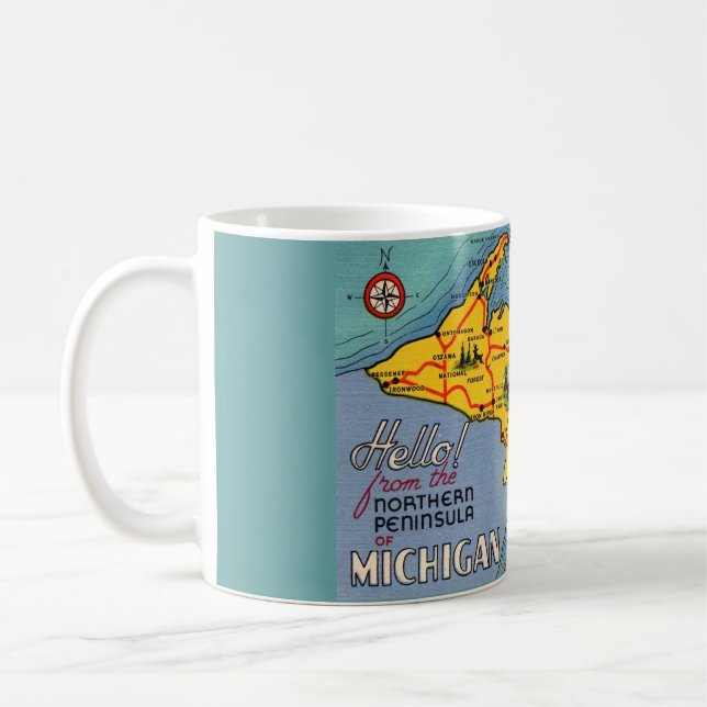 Mug Carte de la péninsule nord du Michigan (Gauche)