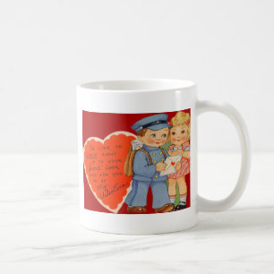 Mug Carte de la Saint-Valentin vintage rétro facteur