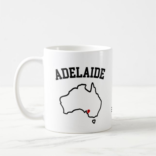 Mug Carte de la ville d'Adélaïde Année Customisée (Gauche)