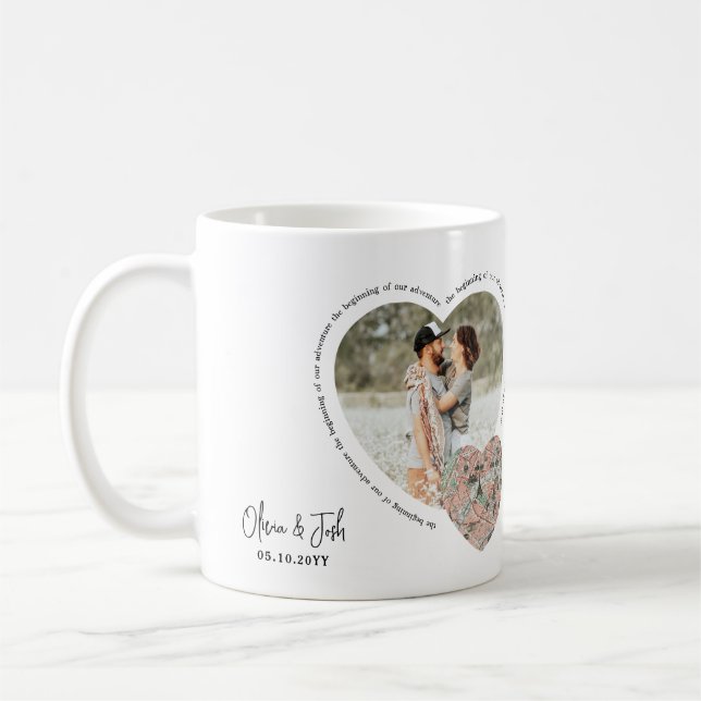 Mug Carte de l'emplacement du coeur photo fiançailles  (Gauche)