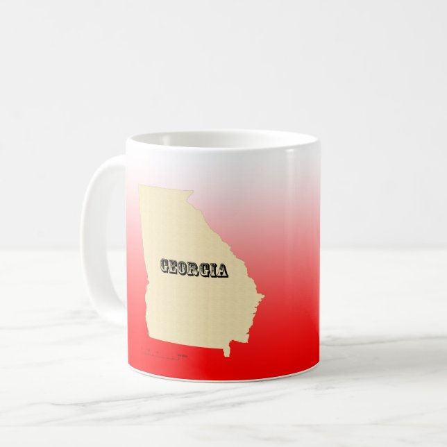 Mug - Carte de l'Etat de Géorgie avec la ville (Devant gauche)