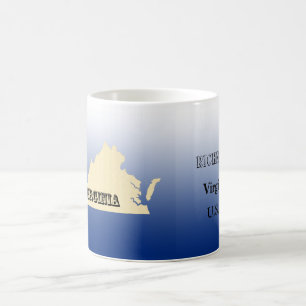 Mug - Carte de l'état de Virginie avec la ville