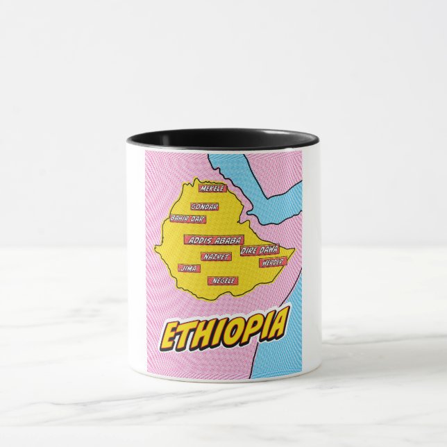 Mug Carte de l'Éthiopie illustrée par Pop Art (Centre)