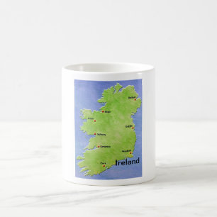 Mug Carte de l'Irlande - y compris les villes irlandai
