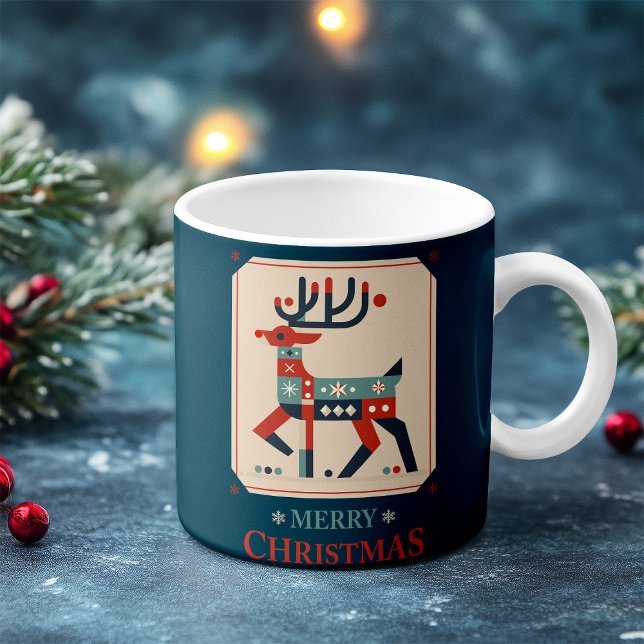 Mug Carte de Noël avec design d'illustration Reindeer (Créateur téléchargé)