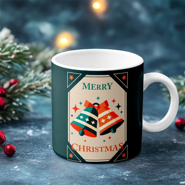 Mug Carte de Noël - Cloches et étoiles de Noël (Créateur téléchargé)