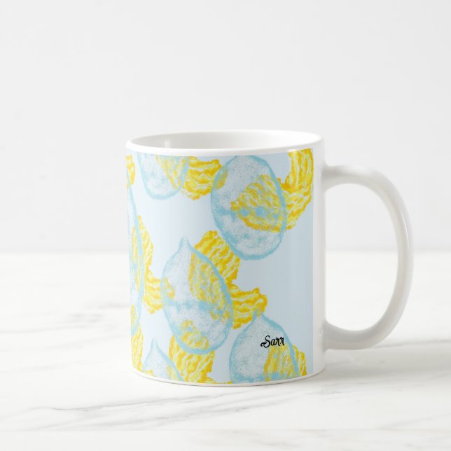 Mug Carte de note pliée : Boucles de pluie de chips de (Droite)