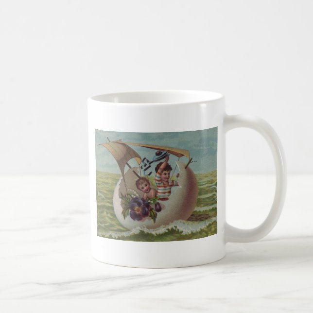 Mug Carte de Pâques Antique OEufs de voile Enfants (Droite)
