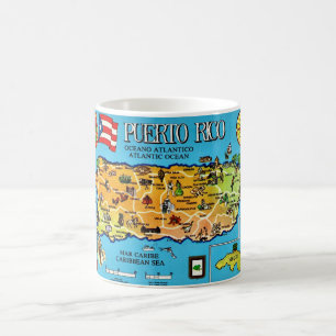 Mug Carte de Porto Rico Bleu Clair