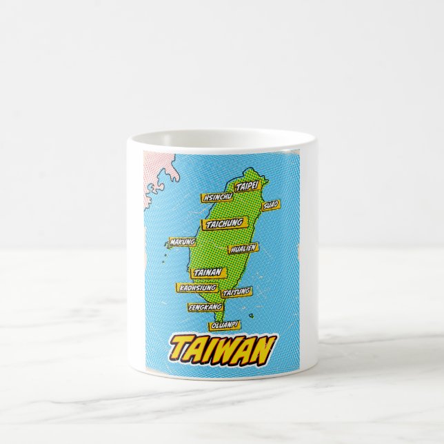 Mug Carte de Taïwan illustrée par Pop Art (Centre)