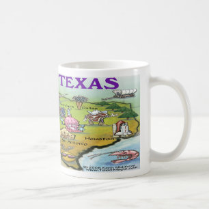 Mug Carte de Texas en bande dessinée