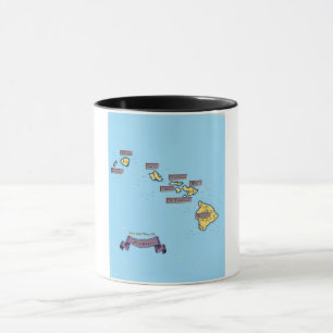 Mug Carte de voyage illustrée d'Hawaii