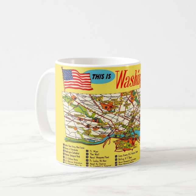 Mug Carte de Washington DC (Devant gauche)