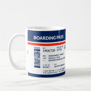 Mug Carte d'embarquement - Bleu & Rouge