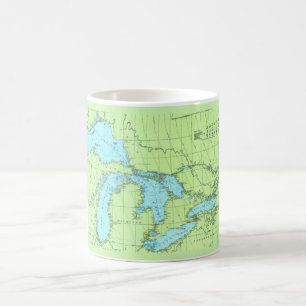 Mug Carte des Grands Lacs Bleu & Vert