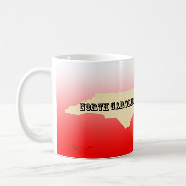 Mug - Carte d'état de la Caroline du Nord avec la  (Gauche)