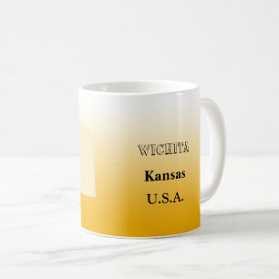 Mug - Carte d'état du Kansas avec la ville