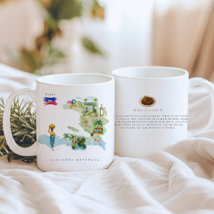 Mug Carte d'Haiti illustrée à l'aquarelle   Monogramme