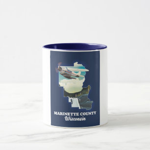 Mug carte du comté de Marinette Wisconsin