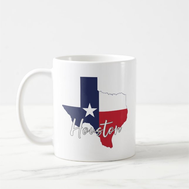 Mug Carte du Drapeau de Houston, Texas (Gauche)