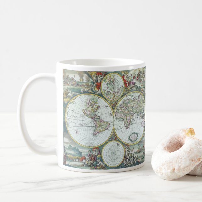 Mug Carte du monde antique du 17ème siècle, Frederick  (Avec donut)