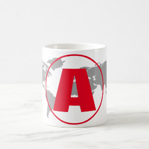 Mug Carte du monde de la lettre initiale monogramme mo