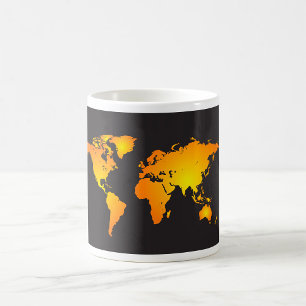 Mug Carte du monde lumineux en orange et jaune