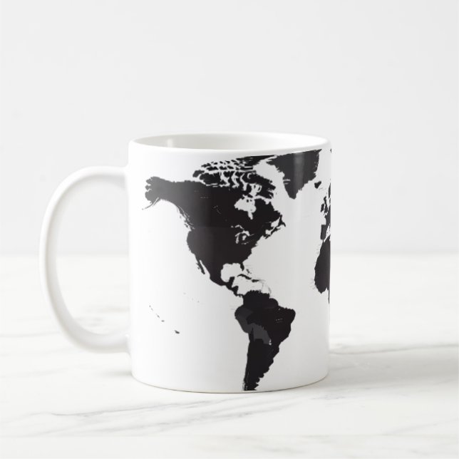 Mug Carte du monde noir et blanc (Gauche)