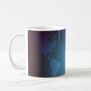 Mug Carte du monde numérique en dégradé de points