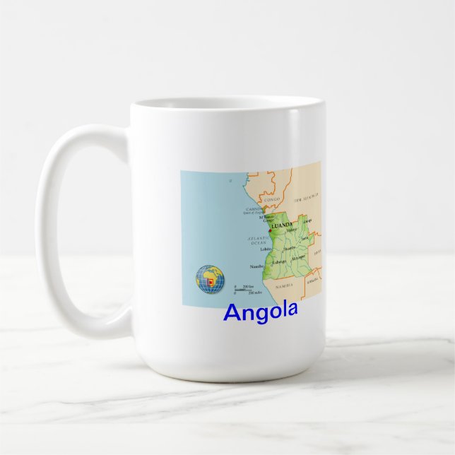 Mug Carte et drapeau de l'Angola (Gauche)
