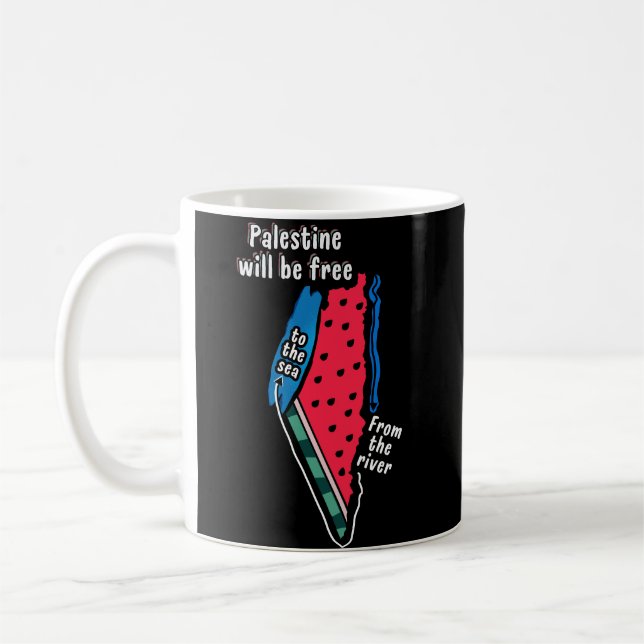 Mug carte graphique de la pastèque palestine colorée (Gauche)