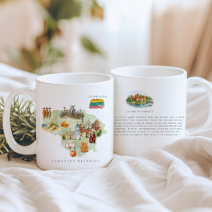 Mug Carte illustrée aquarelle Lituanie   Monogramme