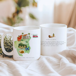 Mug Carte illustrée aquarelle Suriname   Monogramme