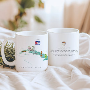 Mug Carte illustrée de Cuba à l'aquarelle   Monogramme
