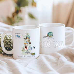 Mug Carte illustrée de Finlande à l'aquarelle Monogr